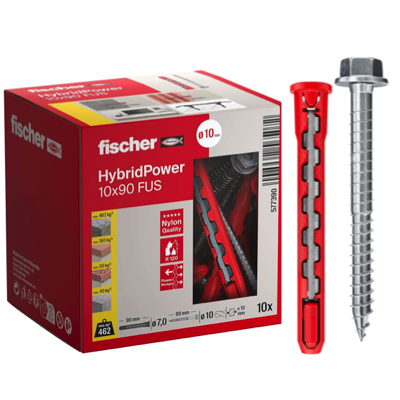 FISCHER HYBRIDPOWER 10 X 90 FUS MULTI-PURPOSE WALL 10PC/BOX 577390